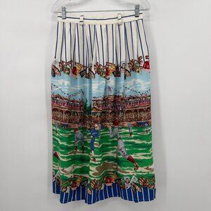 Vintage Sharon Young Baseball Print Skirt Retro Sports Theme 12 Made in USA